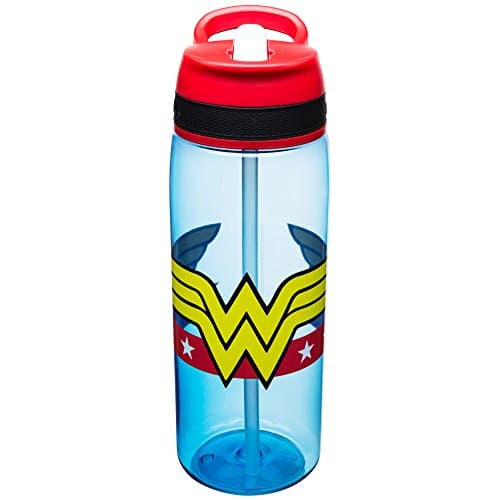 Image of Zak Designs WWNA-P282-D-AMZ DC Comics Water Bottles, Tritan Straw, Wonder Woman
