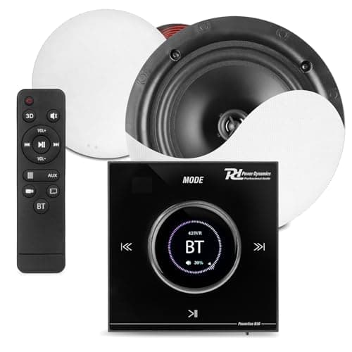 Image of Powerline B50B Bluetooth Ceiling Speaker System with 2x NCSS6 6.5" Ceiling Speakers & In-Wall LCD Amplifier, USB, microSD, HiFi Audio Kit, Speaker Cable