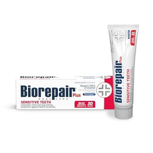 Image of BIOREPAIR Plus Sensitive Teeth- Fluoride Free Hydroxyapatite Toothpaste, Reduces Dentin Sensitivity & Pain, Sensitive Toothpaste Adults & Kids, Prevents Enamel Erotion, Oral Care, 75ml, Made in Italy