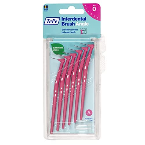 Image of TePe Angle interdental brushs pink (ISO size 0:0.4 mm)/Controlled cleaning of interdental spaces even in hard-to-reach areas/1 x 6 angle interdental brushs