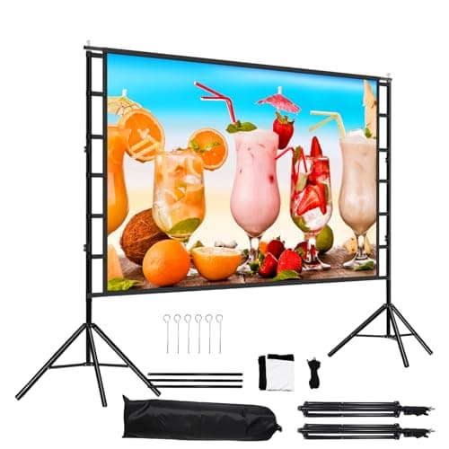 Image of 100 Inch Portable Projector Screen with Stand –lejiada Wrinkle-Free Outdoor 16:9 160° View Indoor Projection Screen, Anti-Wind Aluminium Tripod, Front Rear Projection, 10-Year Exchange