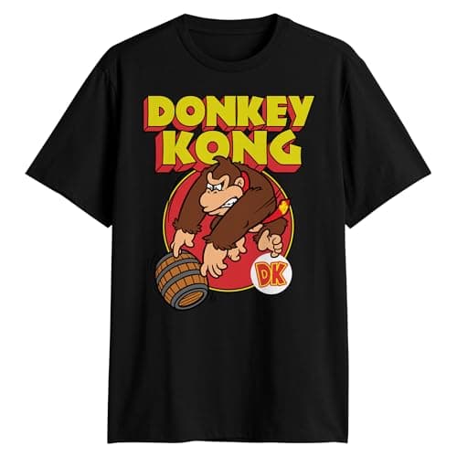 Image of Nintendo Donkey Kong Barrel Throw Adult T-Shirt, Black, Large