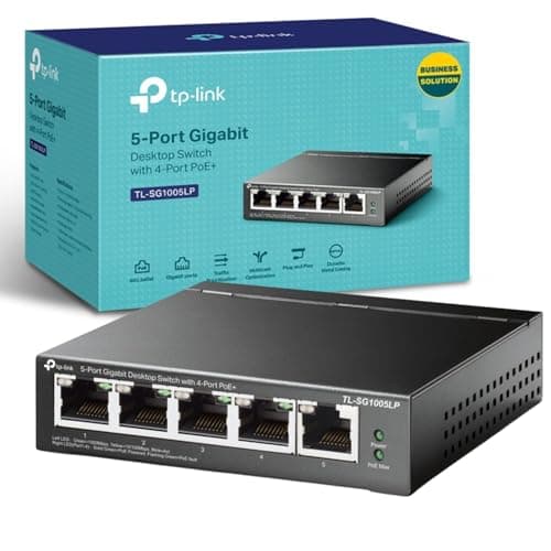 Image of TP-Link TL-SG1005LP 5 Port Gigabit PoE Switch, 4× Gigabit PoE+ Ports, 802.3af/at 30W, 40W Total Budget, Network switch, Power Saving, Plug & Play, Metal Case, Ethernet Switch, Ethernet Splitter