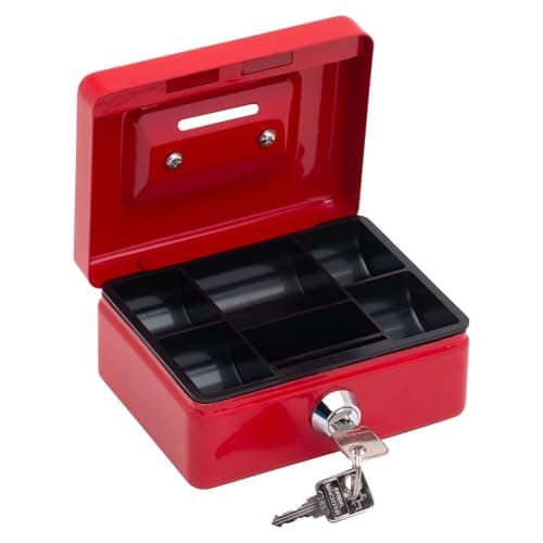 Image of Burg Wächter 40090 Cash Box Lockable with Key, Slot and Hard Money Insert, Sheet Steel, Red, Small