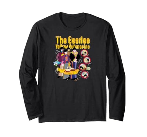 Image of The Beatles -Yellow Submarine Adventure Long Sleeve T-Shirt, Adult Unisex, Black, Small