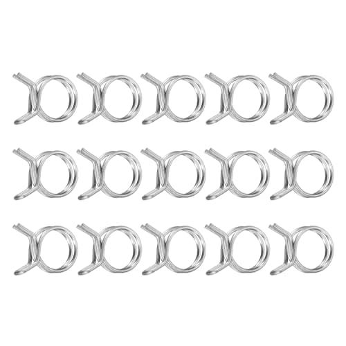 Image of sourcing map 15Pcs 16mm/0.63inch Inner Dia Double Wire Spring Hose Clamp, Stainless Steel Adjustable Spring Clips for Hose Fuel Line Silicone Tube Water Pipe Air Pipe