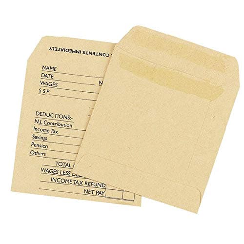 Image of Q-Connect Envelope Wage 108x102mm Printed Self Seal 90gsm Manilla (Pack of 1000)