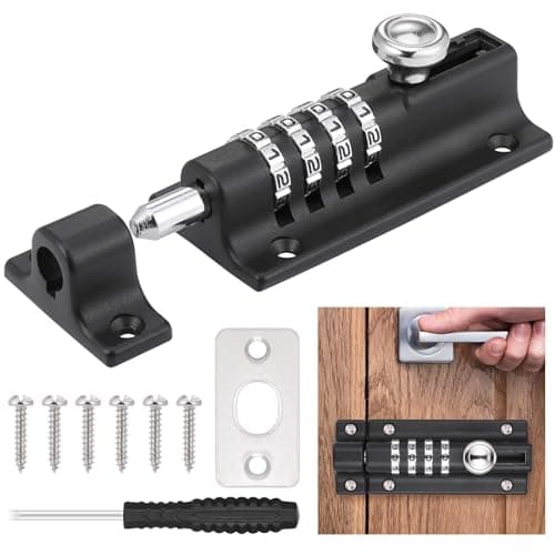 Image of Fentar Combination Locking Bolt, Heavy Duty Gate Bolt with Screws, Combination Lock Gate Latch for Wooden Gates, Rustproof Shed Lock, 4 Digit Combination Bolt Lock for Garden Gate Bedroom Patio