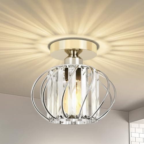 Image of FRIDEKO HOME Modern Ceiling Light- Easric Ceiling Lighting Ceiling Lights Living Room LED Crystal Chandeliers for Kitchen Hallway Dining Rooms Bathroom - Chrome