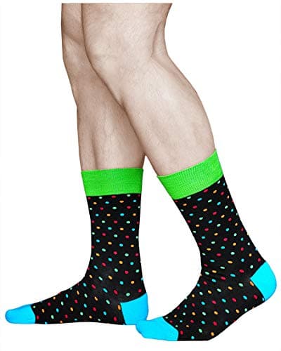 Image of vitsocks Mens Womens Geometric Design Funky Novelty Socks, Soft Breathable Cotton, Unisex Sizes, polka dot: black-multi, 2.5-5.5