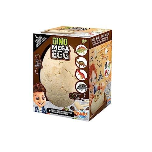 Image of Buki France Dino Mega Egg, Medium - Dig 4 Dinosaur Puzzles, Includes Tools & Tray, Ages 8+, Unisex Children, Discover, Experiment, Science Kit