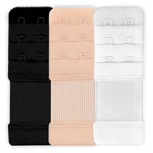 Image of YISCOKO Bra Extender 2 Hook 3 Row,Soft Bra Extenders,Bra Strap Extenders,Stretchy Bra Extender Extension Comfortable(3 Pieces).
