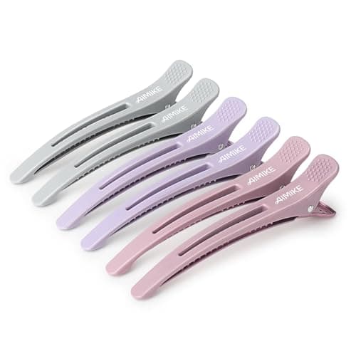 Image of AIMIKE 6pcs Duck Billed Hair Clips for Styling & Sectioning, No Crease, Salon & Cutting Clips with Silicone Band