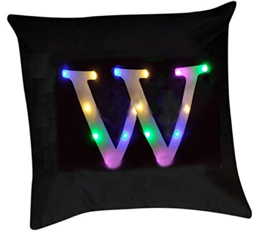 Image of ZUODU Creative LED Colorful Flashing Velvet Letter Cushion Cover Pillow Cover - Bar, Party, Festival, Gift Use - 18”x18” or 45cm x 45cm 1pc (W-black)