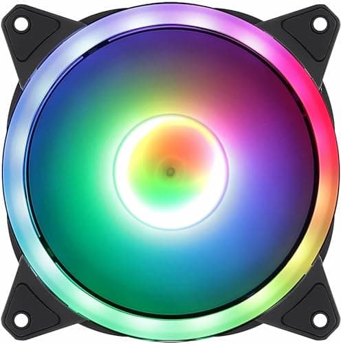 Image of JUSTOP 120MM RGB Cooling Fan, Dual Ring Rainbow LED, With Universal 3-Pin And 4-Pin Molex Connector, Low Noise, High Airflow