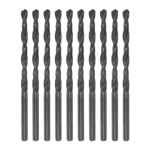 Image of sourcing map 10pcs Jobber Drill Bits 3.2mm (1/8") Nitride Coated High Speed Steel (HSS) 4241 Twist Drill Bits for Stainless Steel Copper Aluminum Alloy Metal Wood Plastic, Black