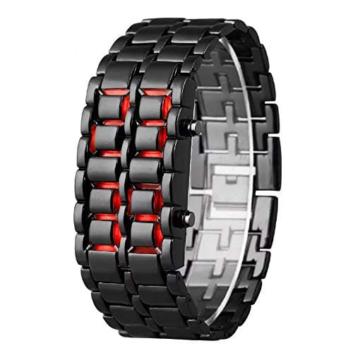 Image of Women LAVA Samurais LED Men Iron Digital Watch Bracelet Hour Watches Plastic Men's Watch Watches for Big Wrists Men (Black, One Size)
