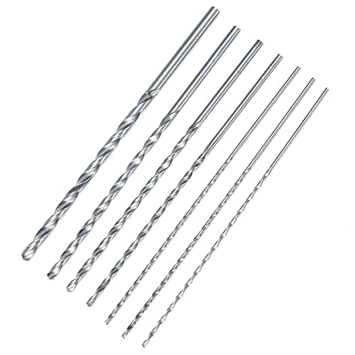 Image of 7 Pcs 150mm Extra Long High-speed Steel HSS Twist Drill Bit Kit, Spiral Drill Bits High Hardness for Wood Plastic Aluminum Masonry DIY Home Building Drill Bits - Diameter 2/3/3.5/4/5mm