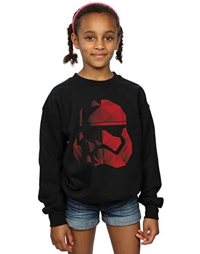 Image of Star Wars Girls The Last Jedi Stormtrooper Red Cubist Helmet Sweatshirt 9-11 Years Black