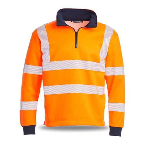 Image of Blackrock Hi-Vis Jumper Rail Orange, 1/4 Q-Zip Pullover Sweatshirt, Fleece Polycotton, For Men Women, Work Hi Viz, Construction Workwear, EN20471 Class 3, Reflective, High Vizibility, Size Large