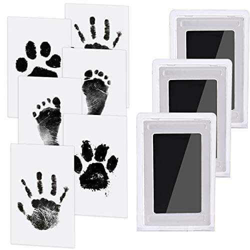 Image of Nabance Baby Handprint and Footprint Kit, 3 Ink Pads with Clean-Touch, 6 Imprint Cards, Pet Paw Inkless Print, Safe Non-Toxic for Feet and Hands, Family Keepsake - Black