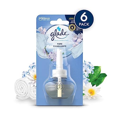 Image of Glade Plug in Air Freshener Refill, Electric Scented Oil Room Air Freshener, Clean Linen, Pack of 6 (6 x 20ml)