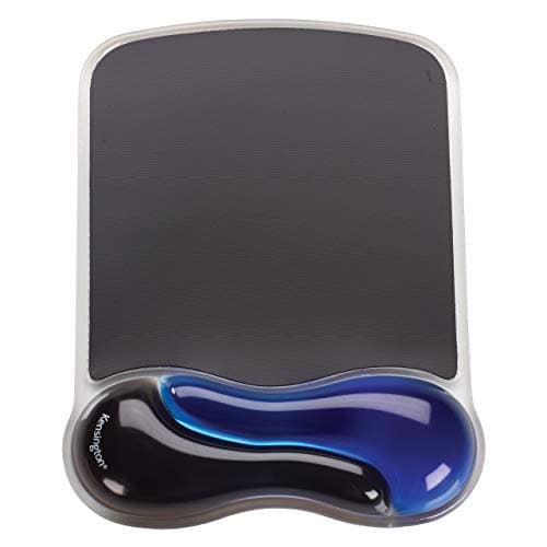 Image of Kensington Mouse Mat with Wrist Rest – Ergonomic duo gel wrist support for computer / laptop use with laser and optical mice. Anti-slip comfortable mouse mat with cool gel - Blue (62401)