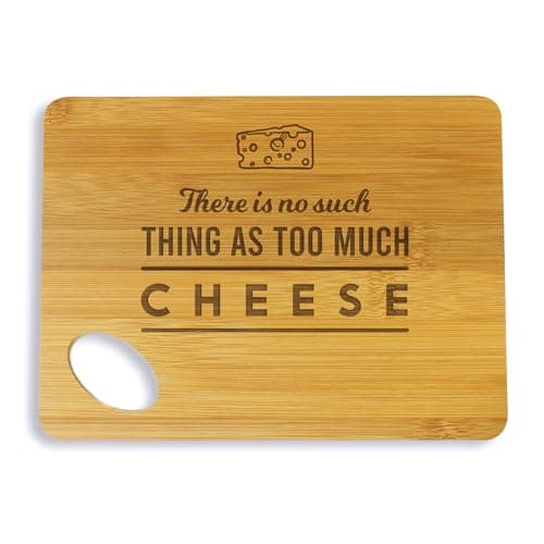 Image of eBuyGB Small Personalised Wooden Cheese Board, There is No Such Thing As Too Much Cheese, Funny Cheese Gift, Serving Cutting Board, Cheese Lover Gifts for Him Her