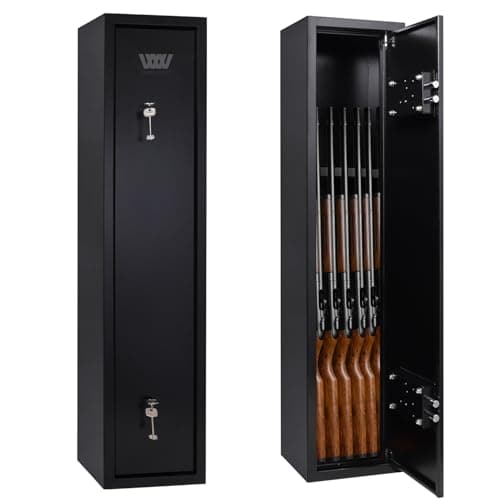 Image of WestWood Luxury 6 Gun Security Lockable Safe Cabinet Storage Shotgun Rifle Firearm With Locks Heavy Duty Steel Black