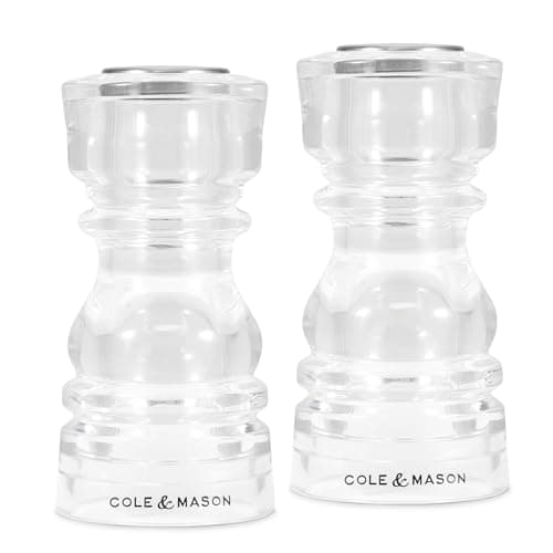 Image of Cole & Mason London Salt and Pepper Shaker Gift Set, Durable Acrylic Seasoning and Spice Dispenser for Ground Salt and Pepper, 13cm/5in, Perfect for The Kitchen, Serving and Catering