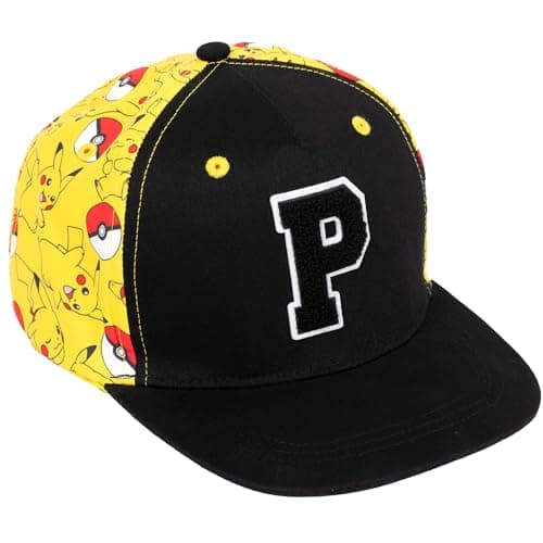 Image of Pokemon Pikachu Personalised Baseball Cap for Boys Embroidered Letter Adjustable Snapback Kids Hat 100% UV Protection Summer Holiday Cap Black/Yellow