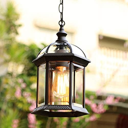 Image of Mengjay Trade E27 Hanging Lamps Outdoor Pendant Light Retro Ceiling Light Vintage Industrial Metal Lantern Lights Rainproof Waterproof Gazebo Villa Loft Patio Balcony Courtyard Outdoor Chandelier (C)