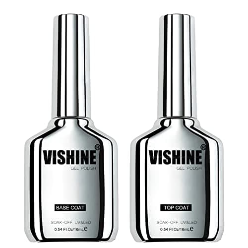 Image of Vishine 16ml DUO Gel Base and Top Coat Set, No Wipe Protective Ultra Glossy, Long Lasting Soak Off UV LED Gel for Home DIY and Nail Salon