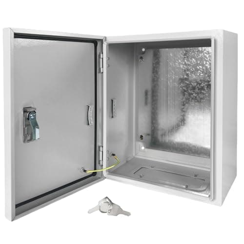 Image of Srehloe Electrical Enclosure Box 40.64 x 30.48 x 20.32cm Carbon Steel Electrical Junction Boxes Wall Mount Waterproof Dustproof Metal Box with Safety Locks for Outdoor Indoor Use