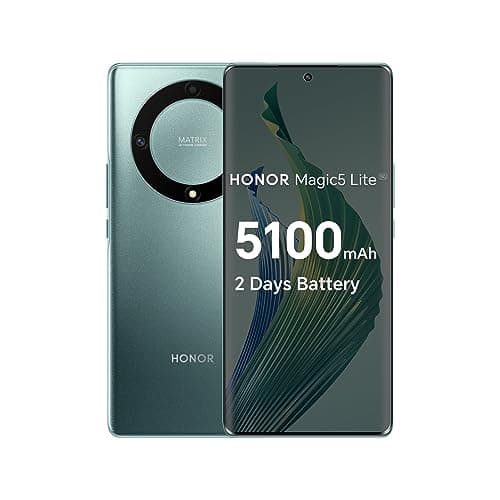 Image of HONOR Magic 5 Lite, Sim-Free & Unlocked Mobile Phones, 5G Smartphone, 8GB+256GB, 6,67” Curved AMOLED 120Hz Display, 64MP Triple Rear Camera, 5100 mAh Battery, Dual SIM, Android 12, Emerald Green