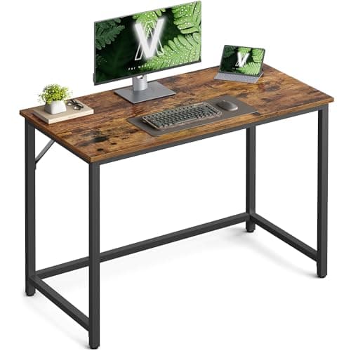 Image of VASAGLE Computer Desk, Writing Desk, Small Office Table, 50 x 100 x 75 cm, Study, Home Office, Simple Assembly, Steel, Industrial Design, Rustic Brown and Black LWD41X