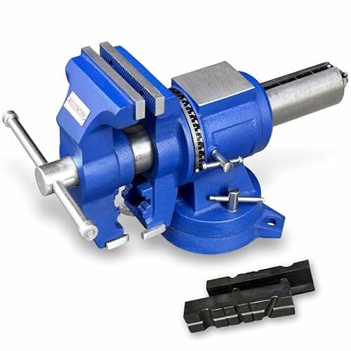 Image of BOLTWORK Vice Bench 5inch Multipurpose Swivel Vice Anvil 360 Degree Rotation Pipe Holder Engineer Workshop 14 Kg Heavy Duty with Magnetic Soft Jaws
