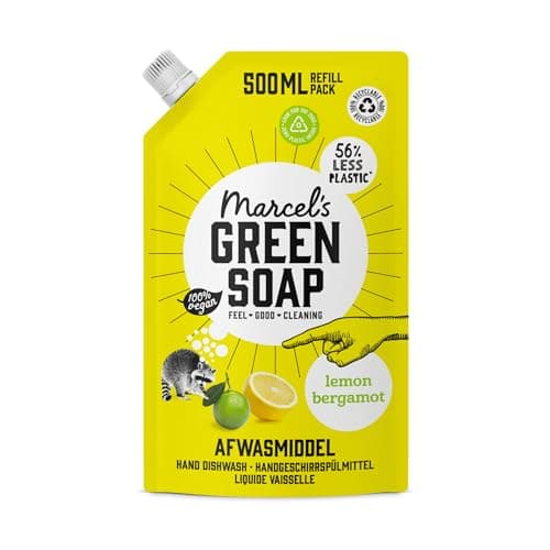 Image of Marcel's Green Soap - Washing up Liquid Lemon & Bergamot Refill - Dishwashing Liquid - Vegan - Saves Plastic - 97% Biodegradable - 500 ML