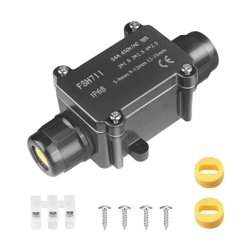 Image of Elezenioc IP68 Waterproof Junction Box for Flat Electric Wire, Outdoor Cable Connectors with 2pc M20 Gland, Electrical Junction Box for 1.5mm & 2.5mm Flat Cable(Wire size： Length 8-13mm, Width 3-7mm)