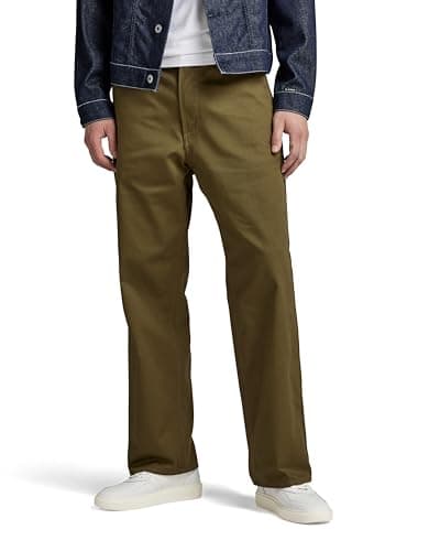 Image of G-Star Men's Unisex Modson Straight Chino, Green (dark olive D22904-C900-C744), 28W / 30L