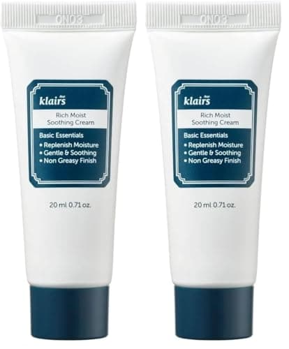 Image of DearKlairs Rich Moist Soothing Cream 20ml, For Sensitive Skin, Hypoallergenic, Centella Asiatica, Ceremide, Moisturizer, Protective layer with Beta Glucan, Non-sticky texture (Pack of 2)