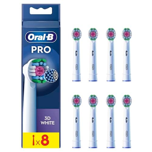 Image of Oral-B Pro 3D White Electric Toothbrush Head, Oral B Electric Toothbrush Heads, X-Shaped Bristles and Unique Polishing Cup for Teeth Whitening, Pack of 8 Replacement Toothbrush Heads