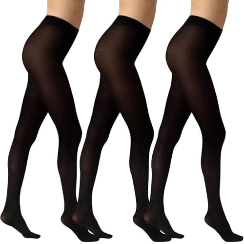 Image of Lancry 3 Pairs 40 Denier Black Tights for Women Soft Opaque Run Resistant Ladies Women's Tights Multipack (UK, Alpha, S, M, Regular, Regular, Black)
