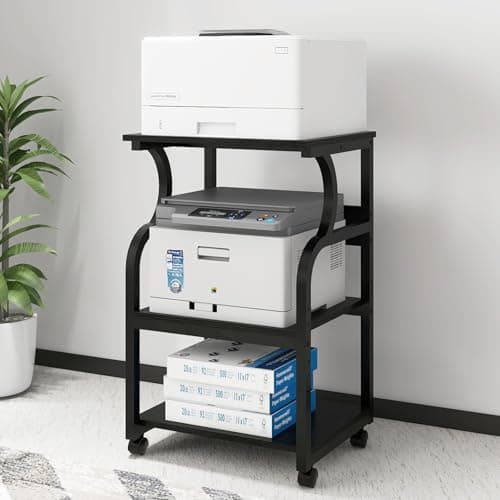 Image of PUNCIA 50x40x73cm Large Printer Stand Table, Storage Unit with Adjustable Shelf,3 Tier Rolling Cart with Wheels for Home Office Organization,Multifunctional Shelves for Heat Press,3D Printer