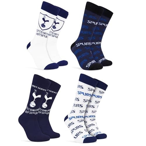 Image of Tottenham Hotspur F.C. Boys Socks, 4 Pack Breathable Socks Supporters' Gear - Spurs Gifts for Boys (Navy/White, 4/6.5 UK)
