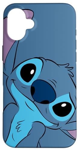 Image of Disney Lilo and Stitch Cute Stitch Face Slate Gray Case for iPhone 16 Plus