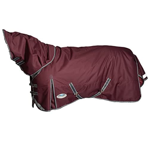 Image of WeatherBeeta ComFiTec Plus Dynamic II Detach-A-Neck Medium/Lite Horse Turnout Rug, Maroon/Grey/White, 4'0