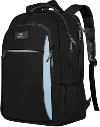 Image of MATEIN Travel Laptop Backpack, Work Bag Lightweight Laptop Bag with USB Charging Port, Anti Theft Business Backpack, Water Resistant School Rucksack Gift for Men and Women, Fits 15.6 Inch, Black Blue