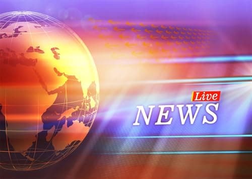 Image of CORFOTO 2.5x1.8m Live News Background News Broadcast Background Earth Globe Newsroom Broadcasting Background News Station Backdrop Live Video Decor Supplies