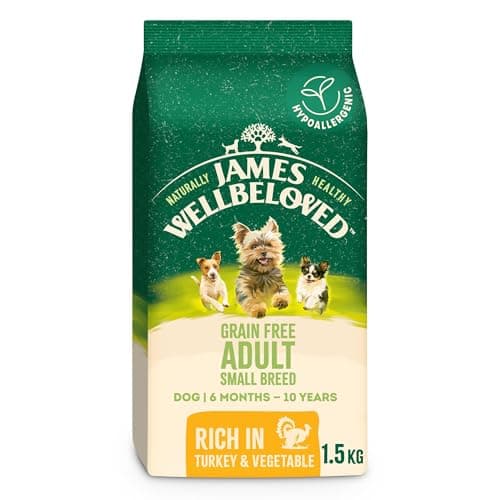 Image of James Wellbeloved Hypoallergenic Dry Dog Food for Adult Small Breed Grain Free Turkey and vegetable 1.5 kg